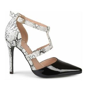 Brinley Co.Faux Patent Leather Snake Heels
